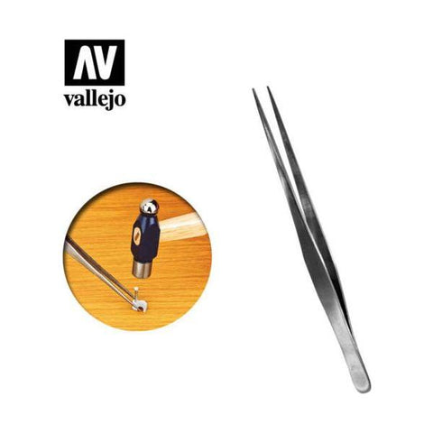 Vallejo Hobby Tools - Straight Tip Stainless Steel Tweezers (175mm)