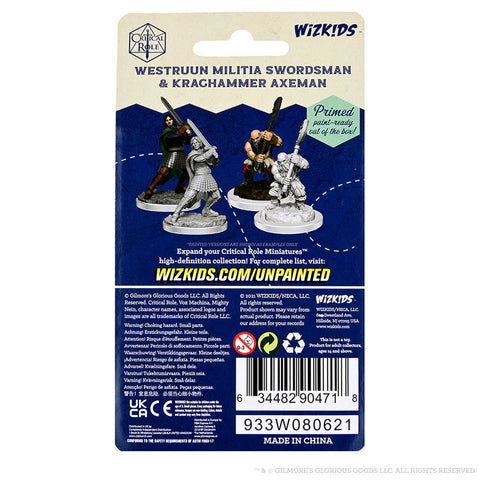 Critical Role - Unpainted Miniatures: Westruun Militia Swordsman & Kraghammer Axeman