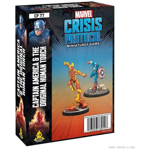 Marvel Crisis Protocol - (CP77) Captain America And Original Human Torch
